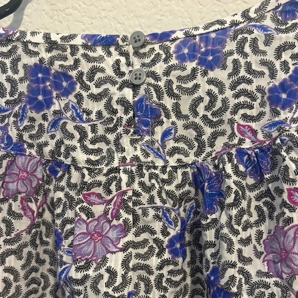 Loft Elegant purple Floral Puff Sleeve Blouse MP